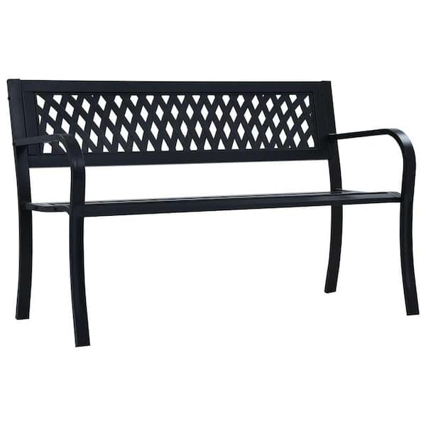 Afoxsos 49.2 in. Metal Patio Outdoor Garden Steel Bench in Black