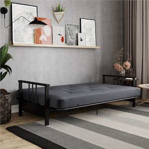 Harlow Metal Arm Futon with Gray 6 in. Microfiber Mattress