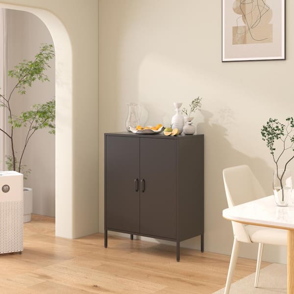 Unbranded Black 39.96''H x 31.5'' W x 15.75''D Metal Steel Vertical Storage Locker File Cabinet Adjustable Shelves and Two Doors