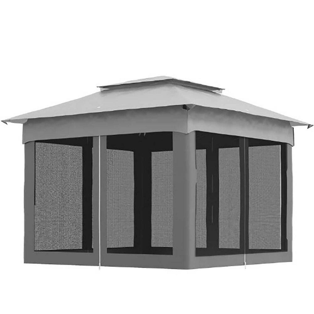 10.75 ft. x 10.75 ft. Gray Foldable Pop-Up Canopy Gazebo with Zipper Netting, Carry Bag price history on PriceWatchPro