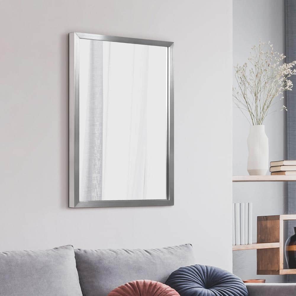 Contempo 20" x 30" Brushed Silver Stainless Steel Wall Mirror
