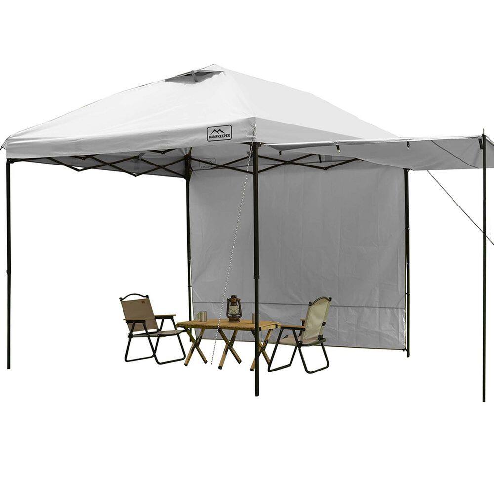 10 ft. x 10 ft. White Outdoor Pop Up Canopy Tent with 2 Shelters, 2 sidewalls Silver-Coated and Roller Bags price history on PriceWatchPro