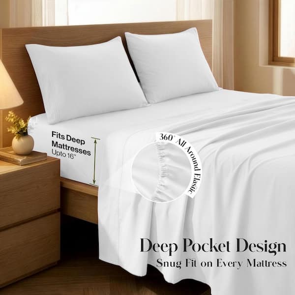 LDC LUX DECOR COLLECTION Lux Decor 4-Piece White Solid Color