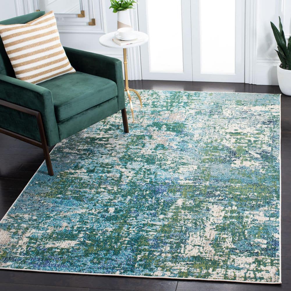 Elegant Madison 6' x 9' Green/Turquoise Synthetic Area Rug