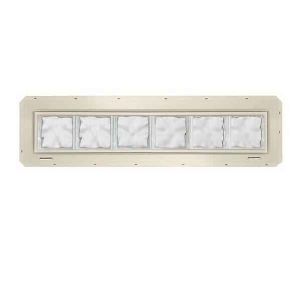 CrystaLok 46.75 in. x 9.25 in. x 3.25 in. Wave Pattern Glass Block Window with Almond Colored Vinyl Nailing Fin