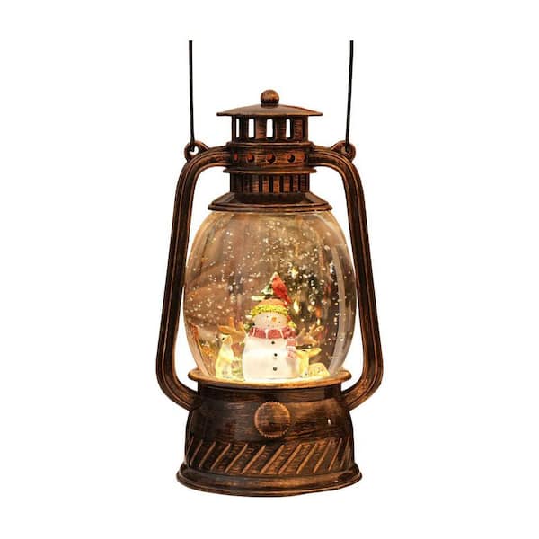10.4 in. x 8 in. Purple Glass Moroccan Lantern with LED Candle
