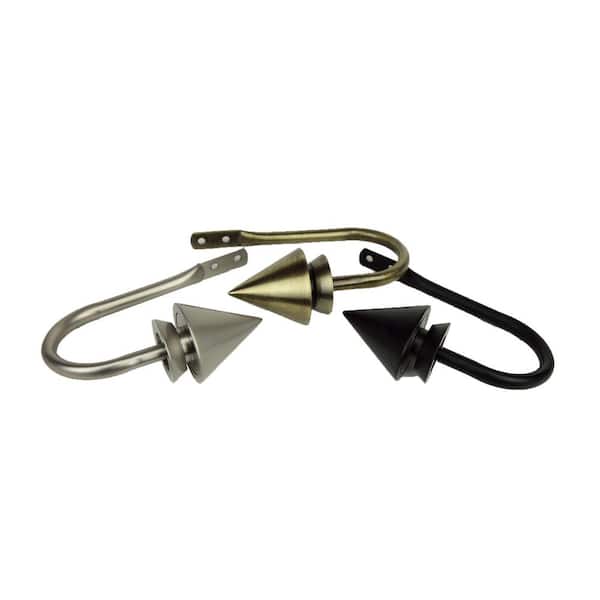 Unbranded Bruno Black Steel Hook Curtain Holdback (Set of 2)