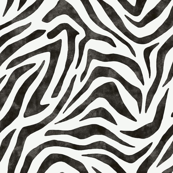 RUPAUL RuZebra Black Vinyl Peel and Stick Wallpaper Sample