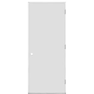 32 in. x 80 in. Utility Flush Left Hand Outswing Primed Steel Prehung Front Exterior Door with No Brickmold