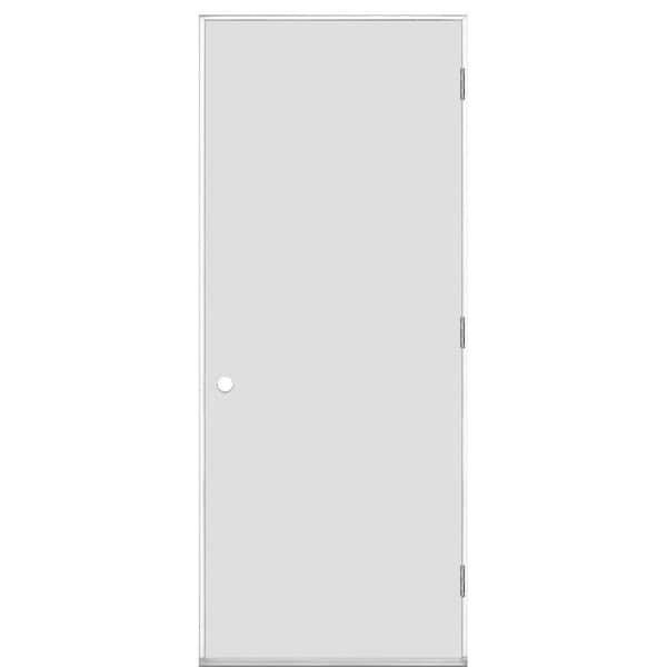 Masonite 32 in. x 80 in. Utility Flush Left Hand Outswing Primed Steel Prehung Front Exterior Door with No Brickmold