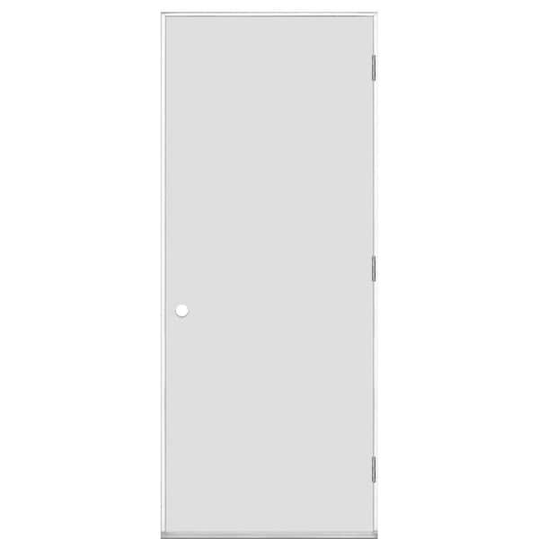 Masonite 36 in. x 80 in. Utility Flush Left Hand Outswing Primed Steel Prehung Front Door with No Brickmold