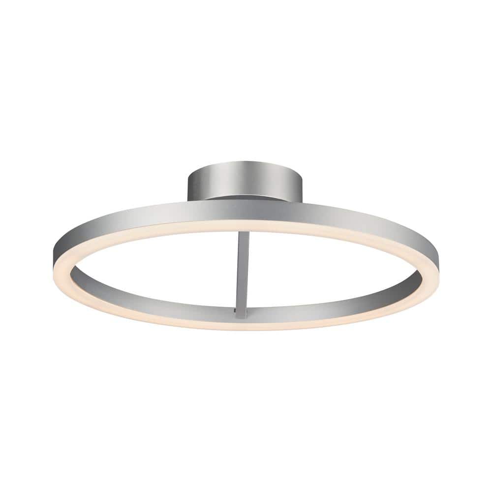 Zuben 20" Satin Nickel Modern LED Drum Ceiling Light
