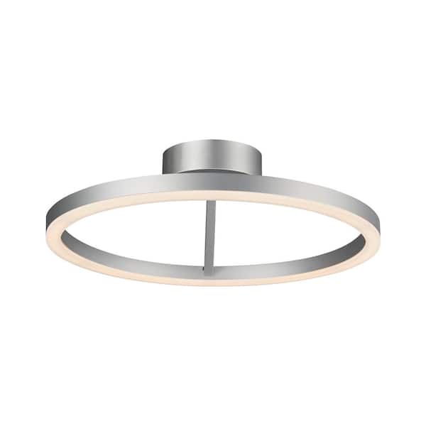 VONN Lighting Zuben 20 in. 33-Watt Silver ETL Certified Integrated LED Semi Flush Mount Modern Circular Ceiling Fixture