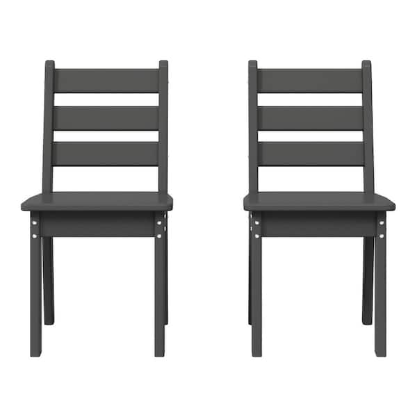 WESTIN OUTDOOR Garden Party Children's Outdoor Patio All Weather HDPE Plastic Dining Chair for Kids (Set of 2), Gray