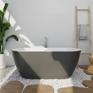 Modern 59 in. Acrylic Soaking SPA Tub Stand Alone Freestanding Bathtub in  White Soaker Tubs