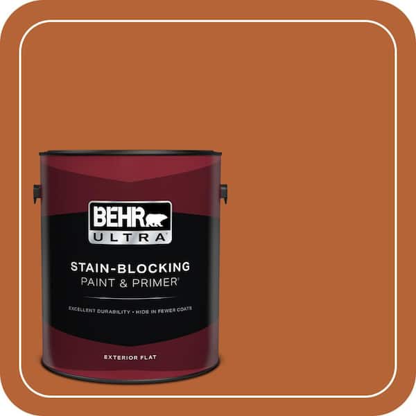 BEHR ULTRA 1 gal. #250D-7 Caramelized Orange Flat Exterior Paint & Primer