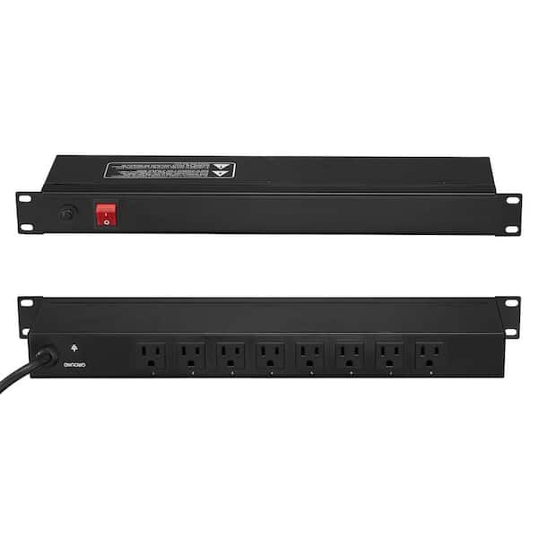 1U PDU 8 Outlets Rack Mount Power Strip Fits Standard Surge Protection and Overload Protection for Home and Office