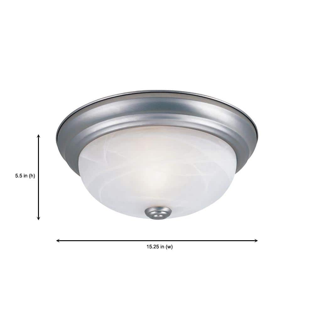 Pewter 15" Alabaster Glass Flush Mount Ceiling Light