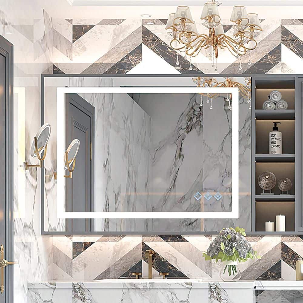 36 in. W x 48 in. H Rectangular Aluminum Framed LED Anti-Fog Dimmable Wall Bathroom Vanity Mirror in Silver price history on PriceWatchPro