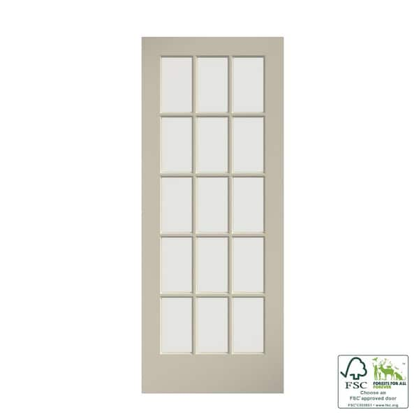 Eightdoors 28 In X 80 In Clear Glass 15 Lite True Divided White Finished Solid French Interior Door Slab 50688019802835 The Home Depot