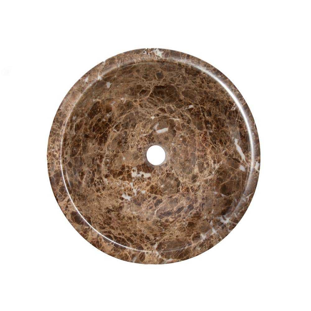 Dark Emperador Marble Circular Bathroom Vessel Sink