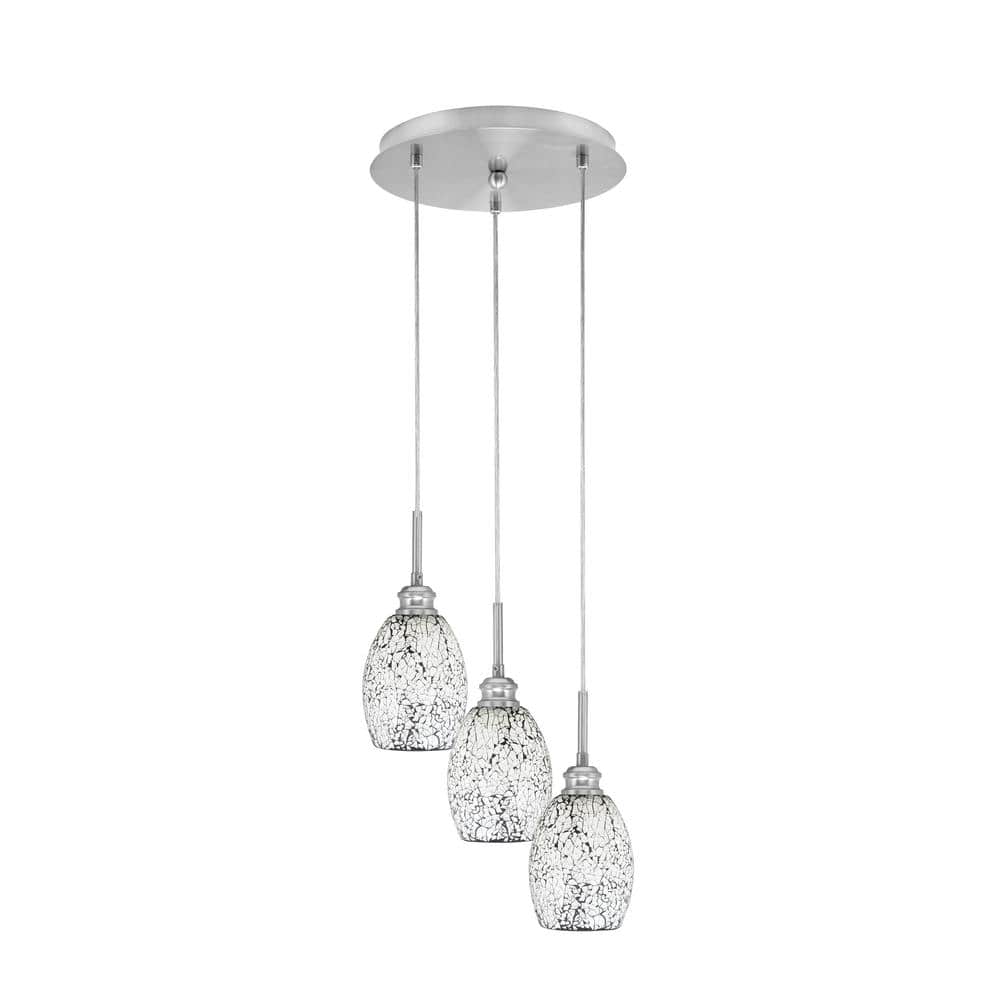 Savannah 11.25 in. 3-Light Brushed Nickel Cord Pendant Light Black Fusion G