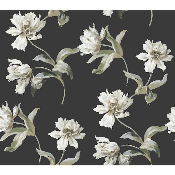 York Wallcoverings Black Large Parrot Tulip Non Woven Peel and Stick Wallpaper