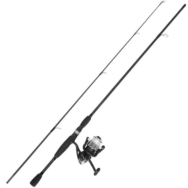 78 in. Pole Black Fiberglass Rod and Reel Combo Medium Action, Size 30  Spinning Reel for Lake Fishing (2-Piece)
