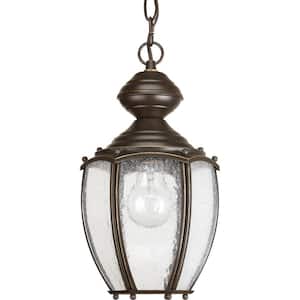 Roman Coach Collection 1-Light Antique Bronze Clear Seeded Glass Traditional Outdoor Hanging Lantern Light