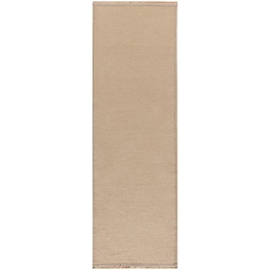 Washable Jute Natural 2 ft. x 8 ft. Solid Contemporary Runner Area Rug