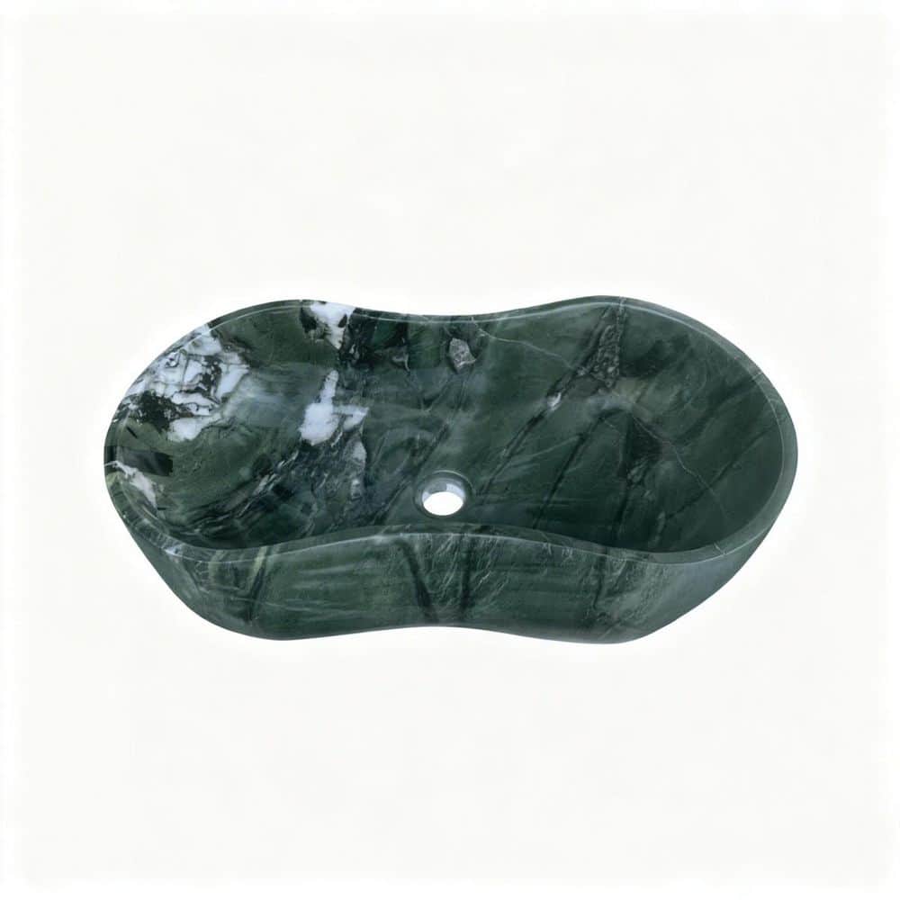 23.6 in. Vessel Bathroom Sink 14.2 in in Green Marble with Polished Surface and Pre-drilled Drain Hole price history on PriceWatchPro