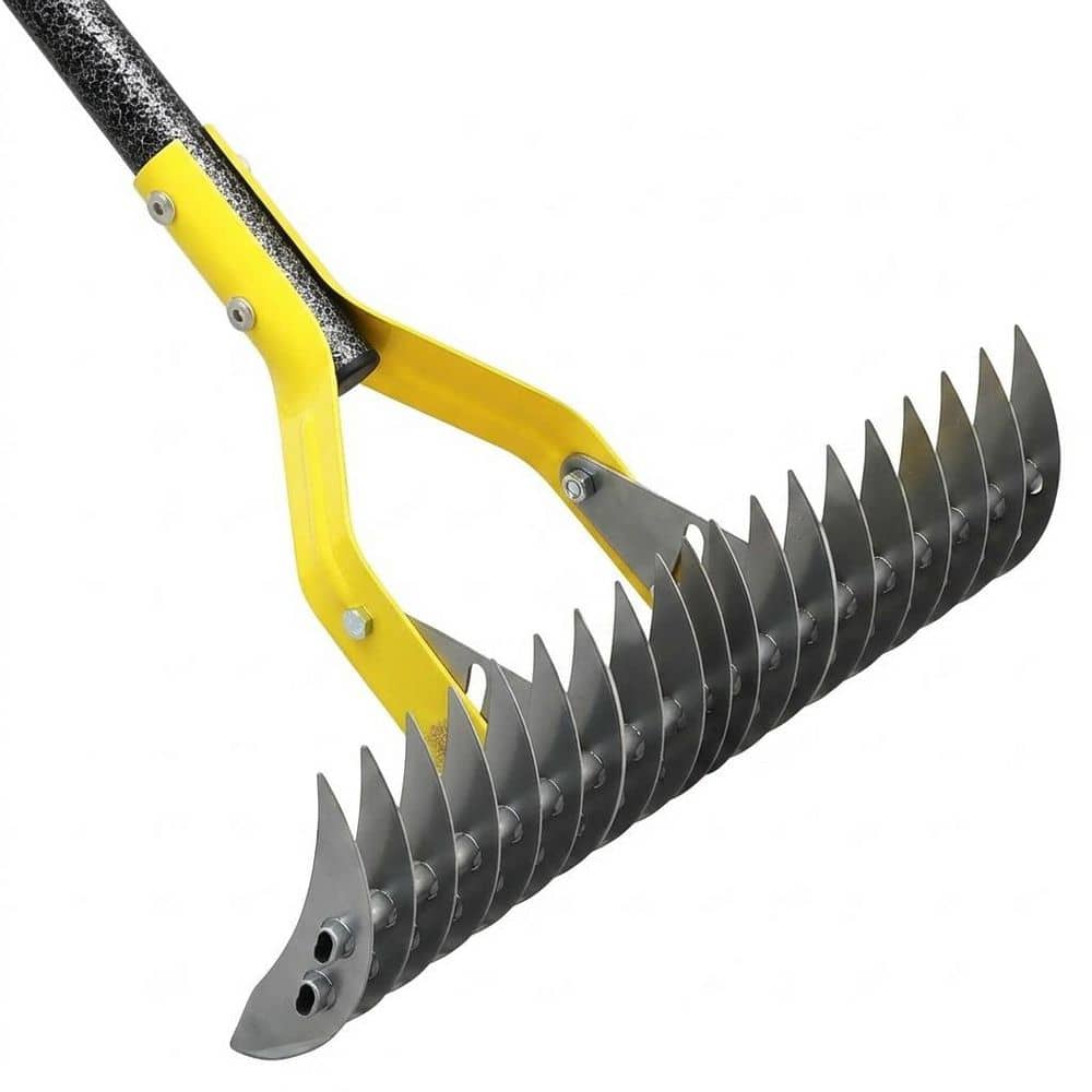 Derpy Rake Misopily 70 in. Steel Handle Lawn Thatch Rake with Carbon Steel Dual ...