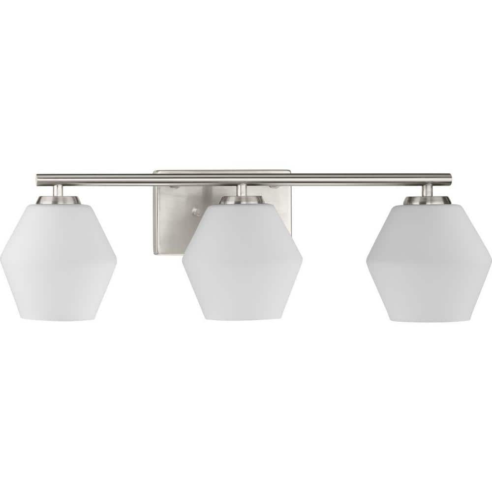 Copeland Collection Three-Light Brushed Nickel Vanity Mid-Century Modern Vanity Light