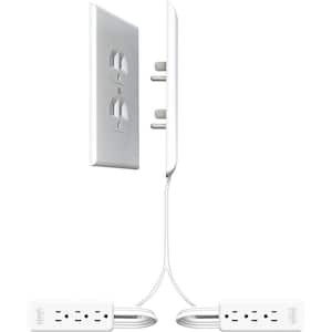 3-Outlet Dual Side-by-Side Ultra-Thin Outlet Covers Extender with 8 ft. Cord in White