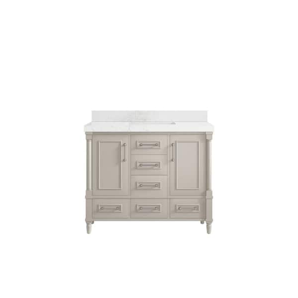 Willow Collections Hudson 42 in. W x 22 in. D x 36 in. H Single Sink Bath Vanity in Fine Grain with 2 in. Empira White qt. Top