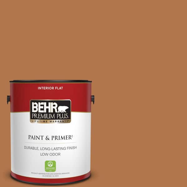 BEHR PREMIUM PLUS 1 gal. #PMD-41 Copper Mine Flat Low Odor Interior Paint & Primer