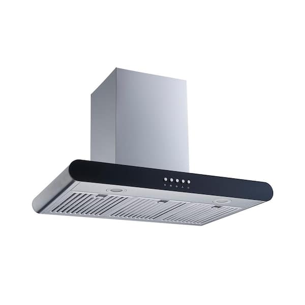 30 in. Convertible Wall Mount Range Hood in Stainless Steel with Stainless Steel Baffle Filters and Push Button