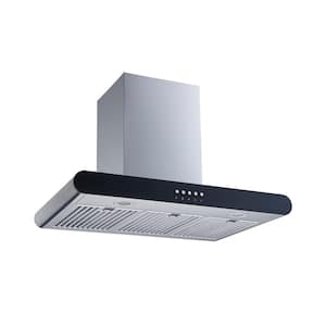 30 in. Convertible Wall Mount Range Hood in Stainless Steel with Push Button Control and Carbon Filters