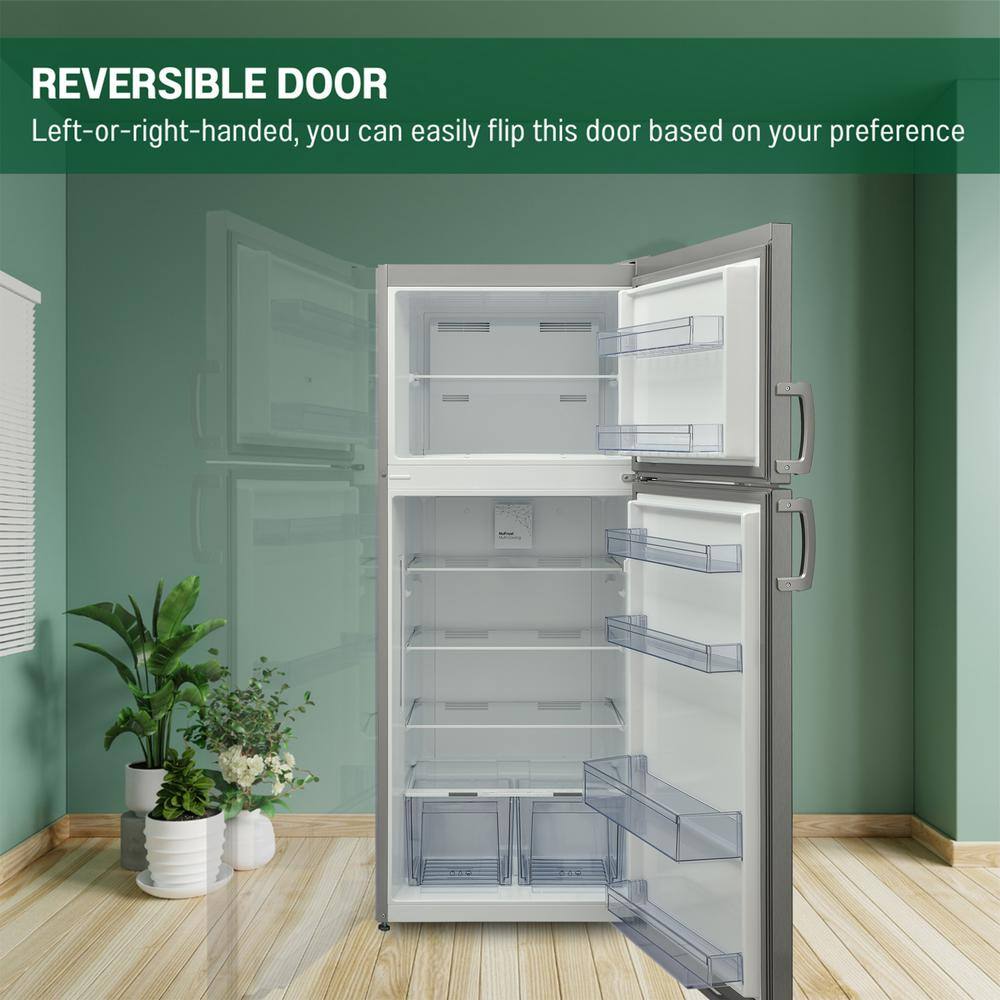 Equator Stainless Steel Energy Star Refrigerator-Freezer with Adjustable Shelves