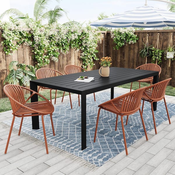 Unbranded Modern Outdoor Dining Chairs (Set of 2), Plastic Backrest and Sturdy Metal Legs for Patio, Garden, and Indoor Use