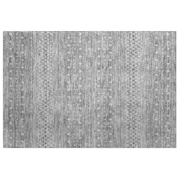 Dream Shag Premium Machine Washable Abstract ADS709 Silver 2 ft. x 3 ft. Accent Rug