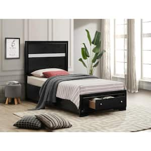 Madrid Black Wood Frame Twin Panel Bed