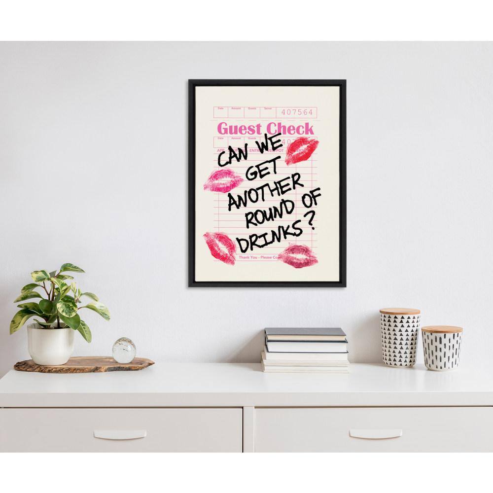 Black Framed Canvas with Guest Check Print, 18" x 24"
