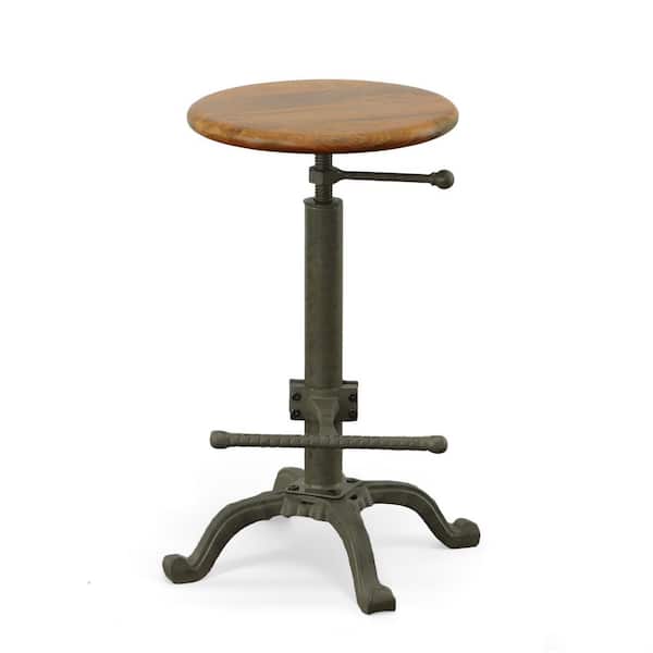 Justin Adjustable Height Black and Chestnut Bar Stool
