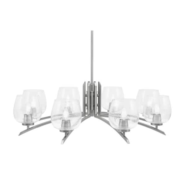 Unbranded Siena 8-Light Graphite Chandelier, Round Chandelier with Clear Bubble Glass Shades, No bulb Included