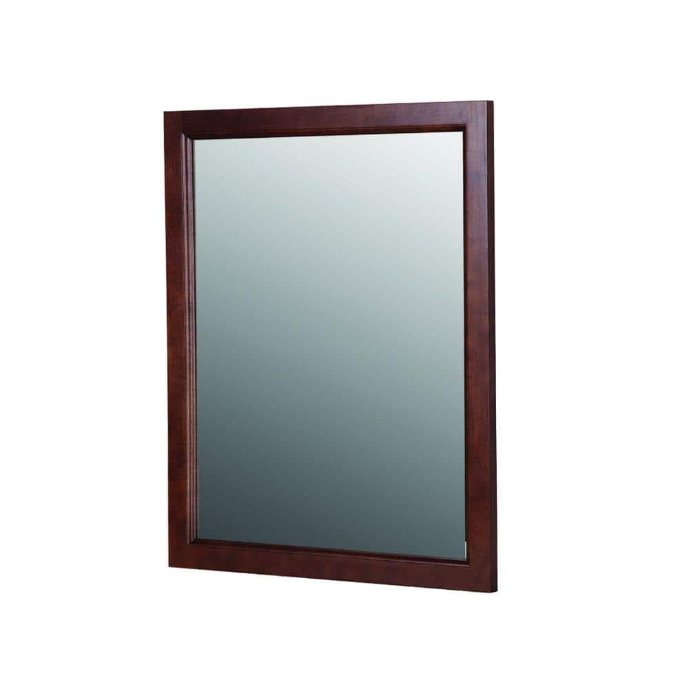 St. Paul 26 in. W x 31 in. H Rectangular Wood Framed Wall Bathroom Vanity Mirror in Auburn