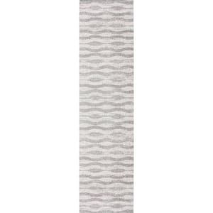 Tristan Modern Striped Gray 3 ft. x 12 ft. Runner Rug