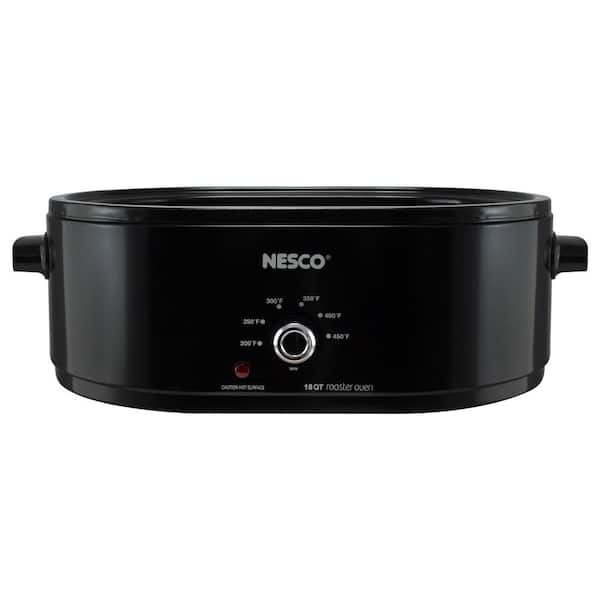 Nesco 18 qt. Black Roaster Oven with Porcelain Cookwell MWR18-13