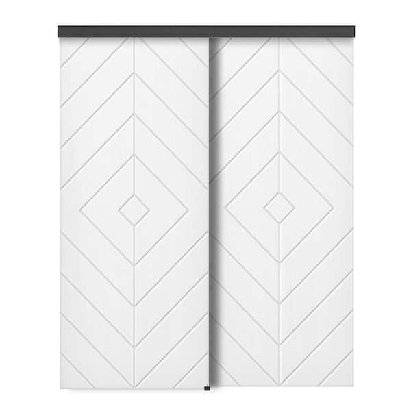 CALHOME 72 in. x 96 in. Hollow Core White Painted Composite MDF Interior Double Closet Sliding Doors