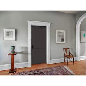 30 in. x 80 in. Monroe Black Painted Left-Hand Smooth Solid Core Molded Composite MDF Single Prehung Interior Door